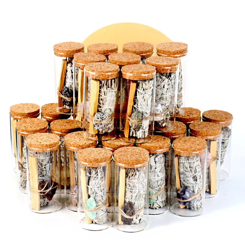 

Wholesale Fengshui Raw Rough Crystal Stone White Sage Bundle Smudge Kit Palo Santo Sticks