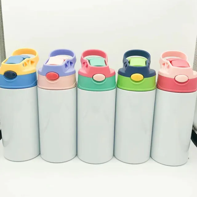 

Wholesale 350MI Stainless Steel Insulated Kids Flip Top Straight Sublimation Blank White Water Bottles For Sublimation, Customized color