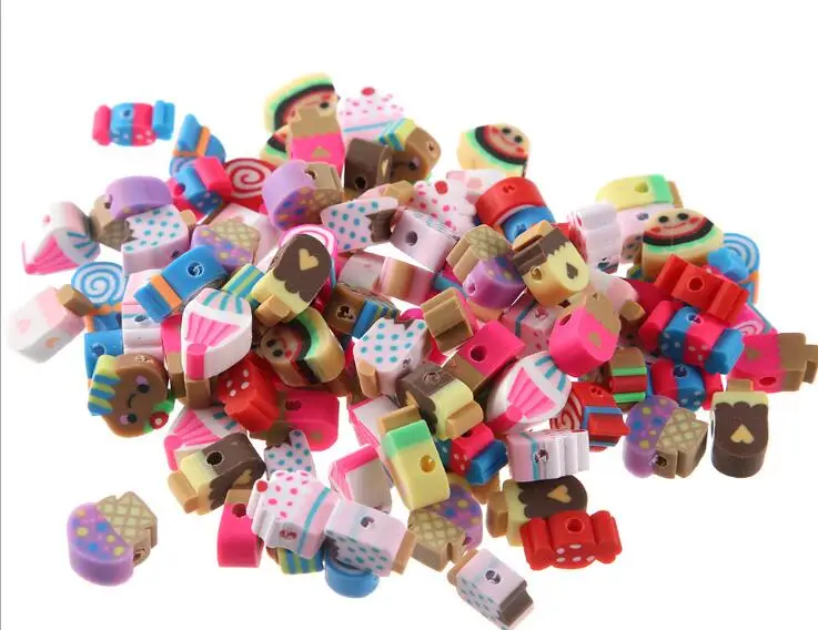 

kids sugar icecream food polymer clay beads jewelry accessories DIY polymer clay icecream loose beads for jewelry making