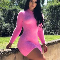 

R30349S 2020 wholesale fashion velvet neon color thick sexy women's dress