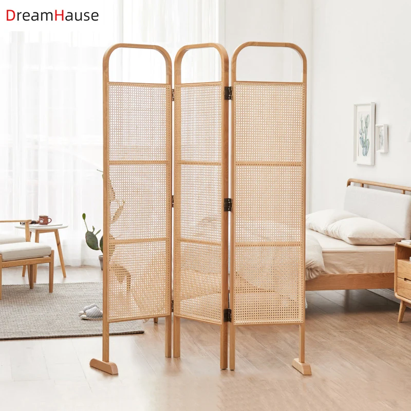 

Dreamhause Indonesia Rattan Furniture Nordic Retro Partition Screen Hotel Living Room Entrance Bedroom Folded Divider Screen