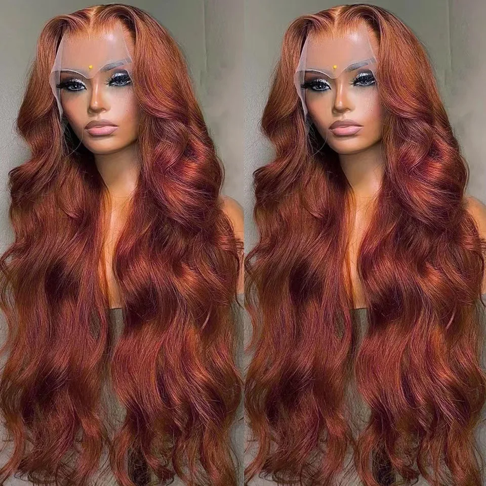 African Front Lace Wig Brown Red Long Curly Hair Fluffy Natural Hair Set Synthetic High Temperature Silk Wig Hair Set