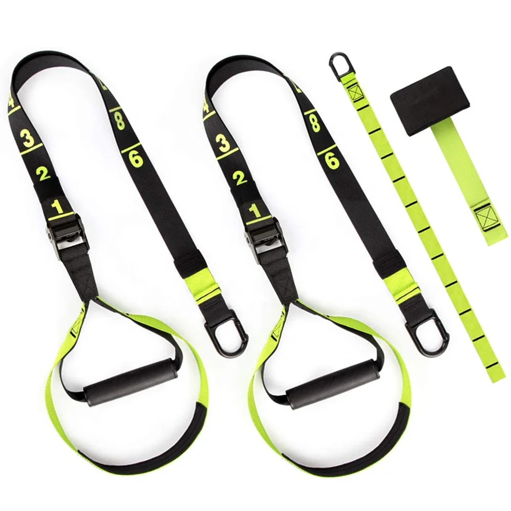 

Wellshow Sport Adjustable Suspension Straps Trainer Sling Trainer With Kit Einstellbar Belt Home Fitness Trainer for All Levels, Green/customized