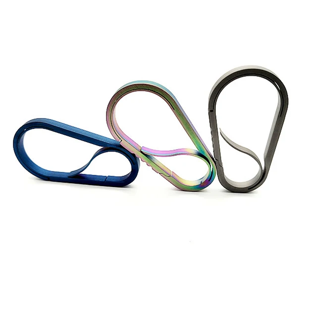 

EDC outdoor camping tool Multifunction spring hanging buckle titanium alloy hanging buckle, Titanium color, blue, colorful