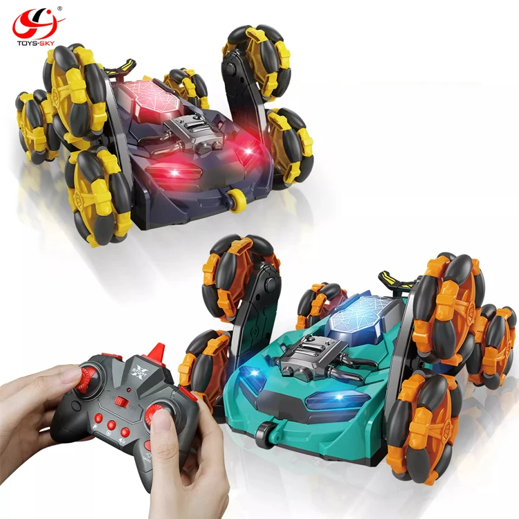 

Wholesale Six-Wheel 6WD RC Car Cool Light Water Spray 2.4Ghz Double side 360 Flip Deformation RC Skidding Stunt Car Toys