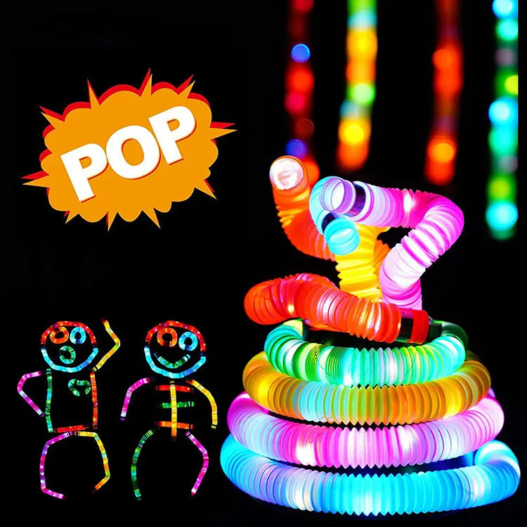 

LED Light Up Pop Fidget Tubes Large Glow light Up Toys Led Flashing Sensory Fidget Toys