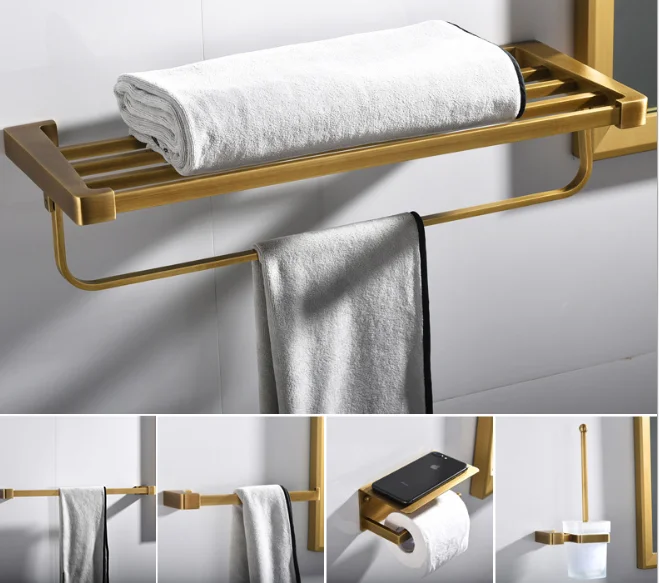 

Modern Bathroom Hardware Set Bronze 304 Stainless Steel Toilet Paper Holder Towel Rack Bathroom Accessories Set