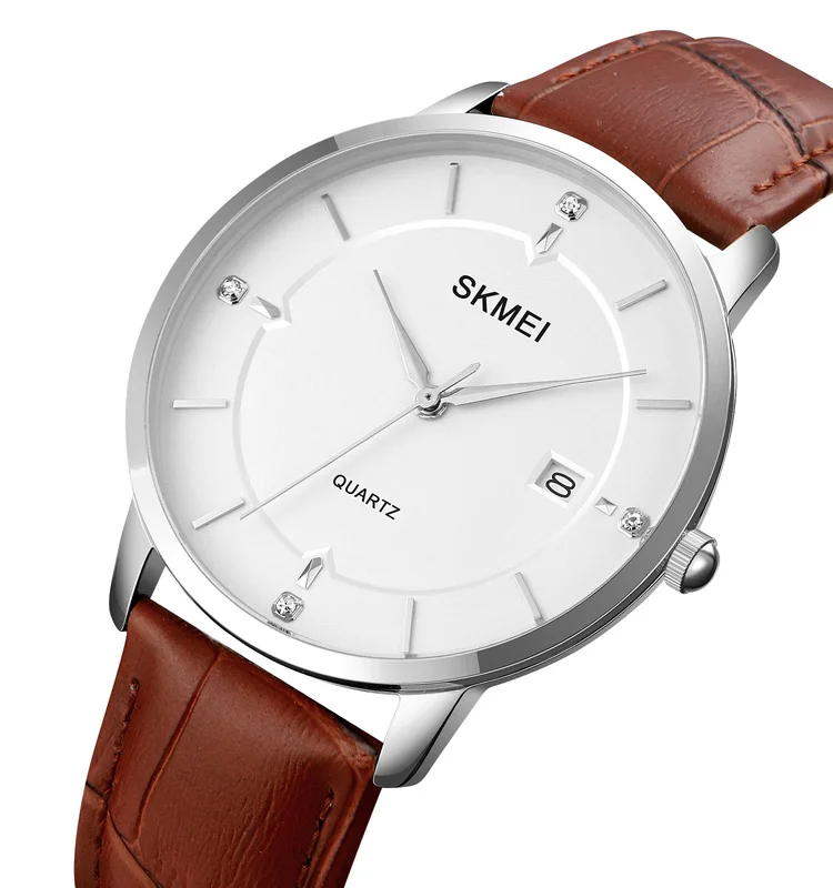 

Skmei 1801 watch with leather strap mens watch leather quartz stylish zinc alloy quartz watch, 9 colors