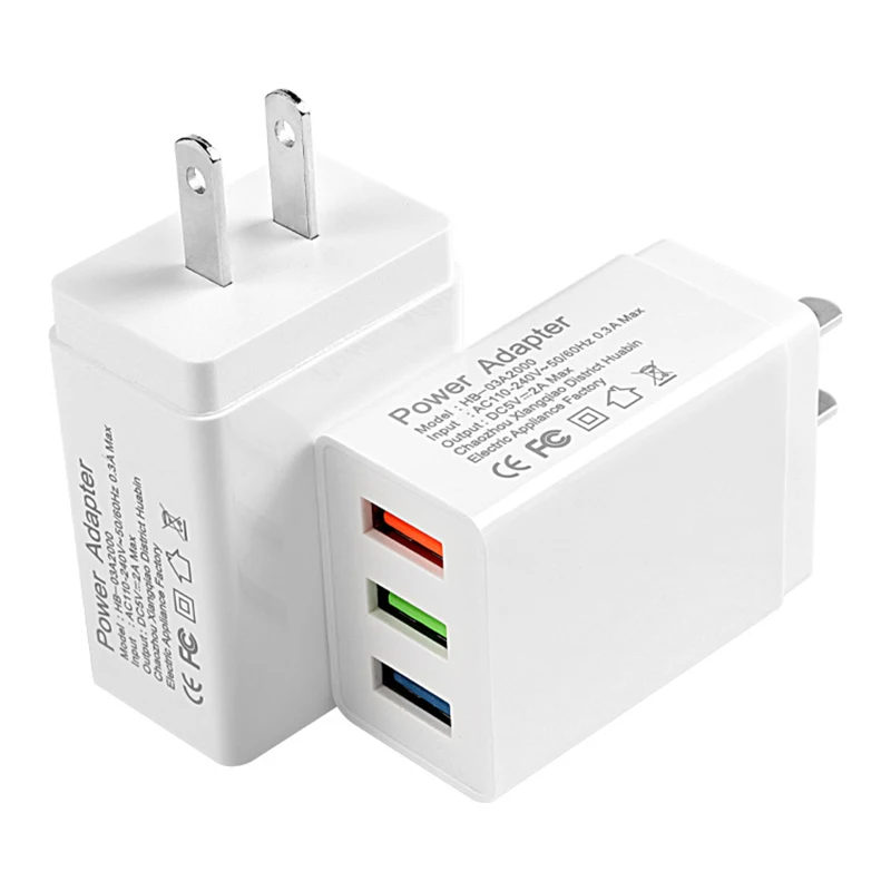 

For iphone Phone Charger,CE FCC US UK EU Adapter 2 3 Ports Fast Charging USB Wall Charger for Phone Tablet for Samsung LG Huawei