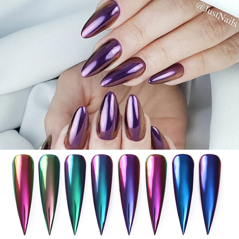 

1 Box Mirror Nail Powder Chameleon Acrylic Nail Powder Auroras Effect Chrome Decoration, Multi color