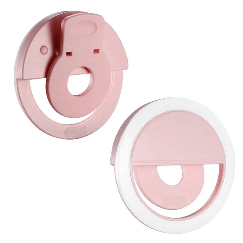 

2020 Hot Sale Smart Small Cell Phone Clip Usb Charging 3 Modes Light Circle Round Shape Photography 36pcs led Selfie Ring Light, Black pink white