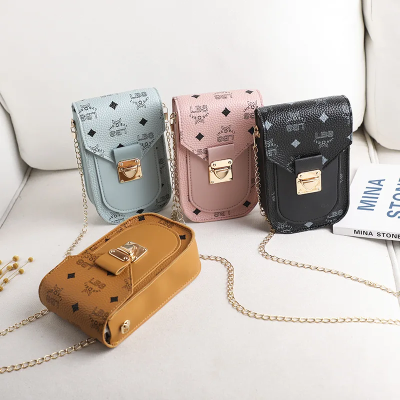 

cell phone bag shoulder hanging phone case bag purse PU leather cross body chain girl mobile phone bags&cases for women