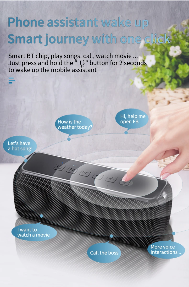 6600mAh subwoofer 50W Deep Bass Dual Speakers/Ai wireless speaker Support TF Card/Stereo DSP Smart Voice Wireless Speaker - ANKUX Tech Co., Ltd