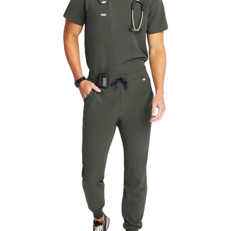 

2021 stretchable mens scrub set uniformes medico mens scrubs joggers nursing uniforms, Customized