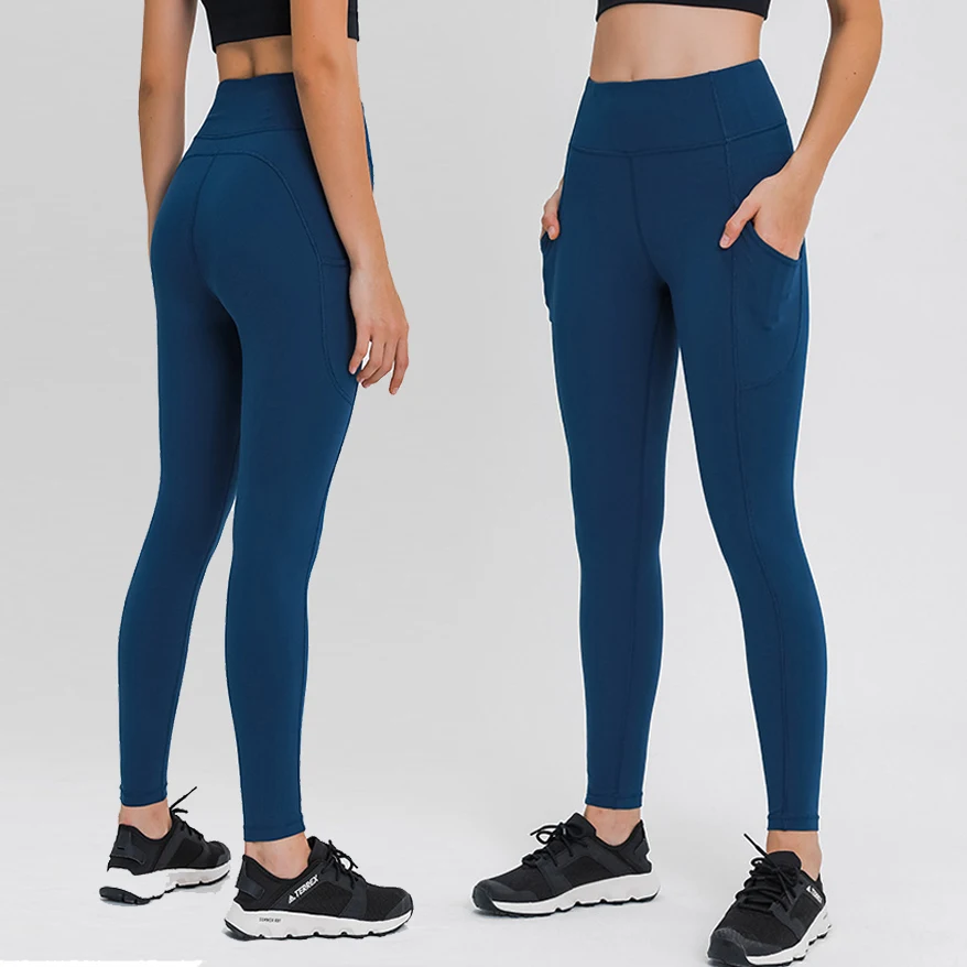

2021 New lulu Lemon align second skin high waist side pockets 80 Nylon/20 Spandex sanded Yoga Fitness Leggings