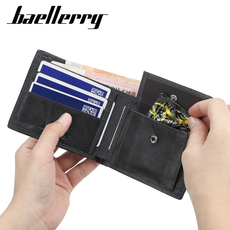 

Baellerry PU Open Men's Wallet New Design Budget Wallets Money Clips Card Holder Wallet Leather Men 2021