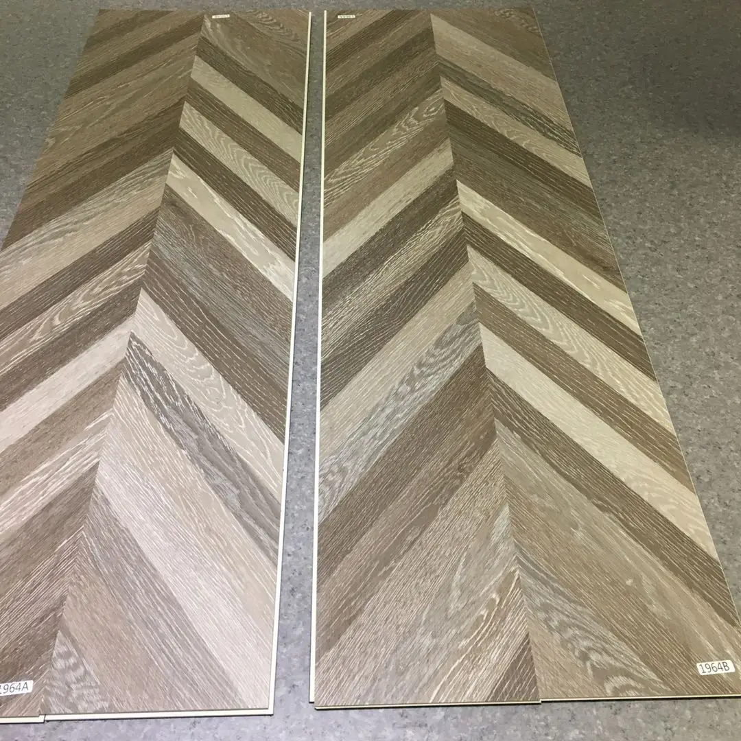 Fishbone Interlock Waterproof Vinyl PVC Modular Floor Spc Interlock Fishbone Flooring Oak ...