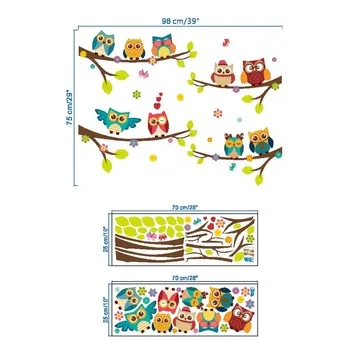 

Colorful Owls Cartoon Wall Stickers Owls on The Tree Children Room Home Decor Wall Decals Wall Stickers for Kids Rooms Removable