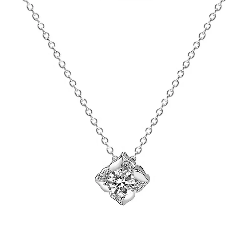 

No Lead And No Nickel AAA-AA Cubic Zirconia Pendant 925 Sterling Silver Rose Flower Jewelry, White