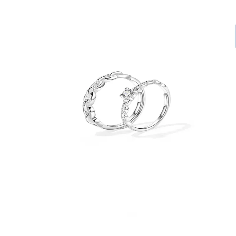 

JUHU New 925 Sterling Silver Couple Ring A Pair Of Hipsters Open Ring Valentine's Day Ring