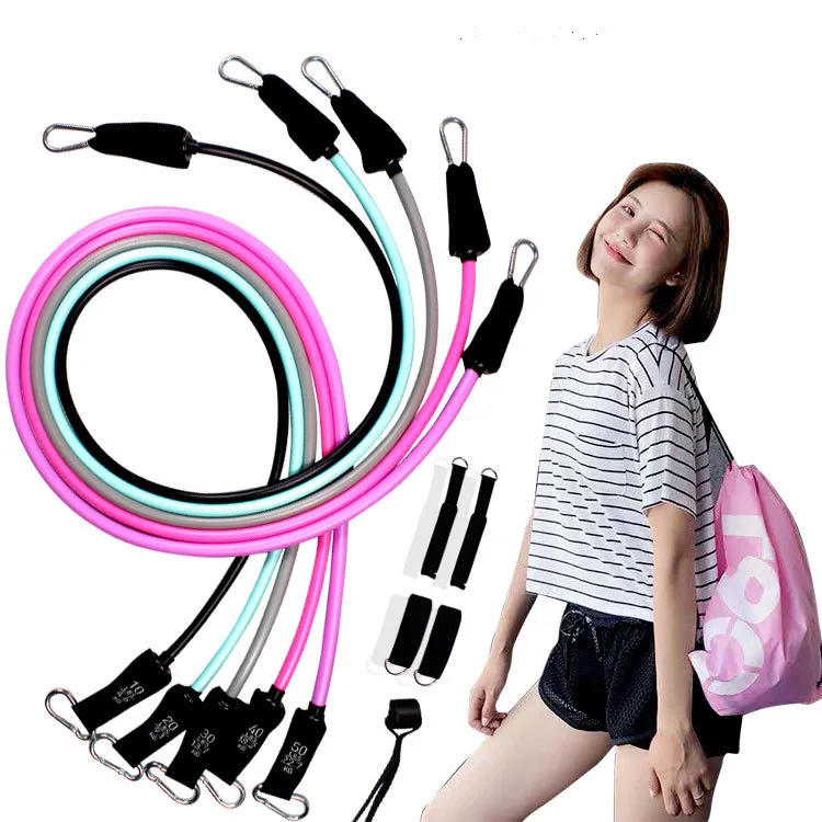 

Hip Elastic Tube 11 pcs Workout Latex Exercise Fitness Resistance Bands, Colors