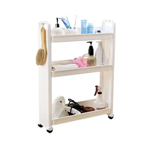 

3 Tier Kitchen Bathroom slim Storage cart storage shelf with wheels Organizer Rack for Kitchen Bathroom