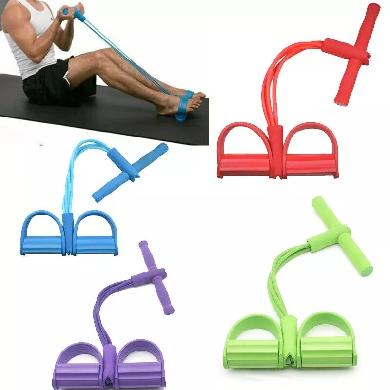 

Multi-function Resistance Band 4-Tube Elastic Sit Up Pull Rope With Foot Pedal Abdominal Exerciser Equipment Fitness