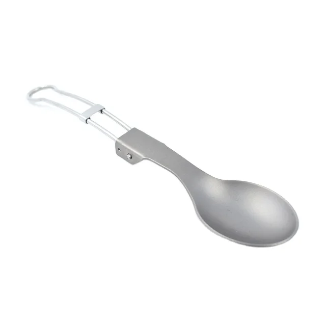 

Camping Pure Titanium Folded Spoon Outdoor Anti corrosion Tableware Titanium Folded Spoon Bend Spoon, Grey