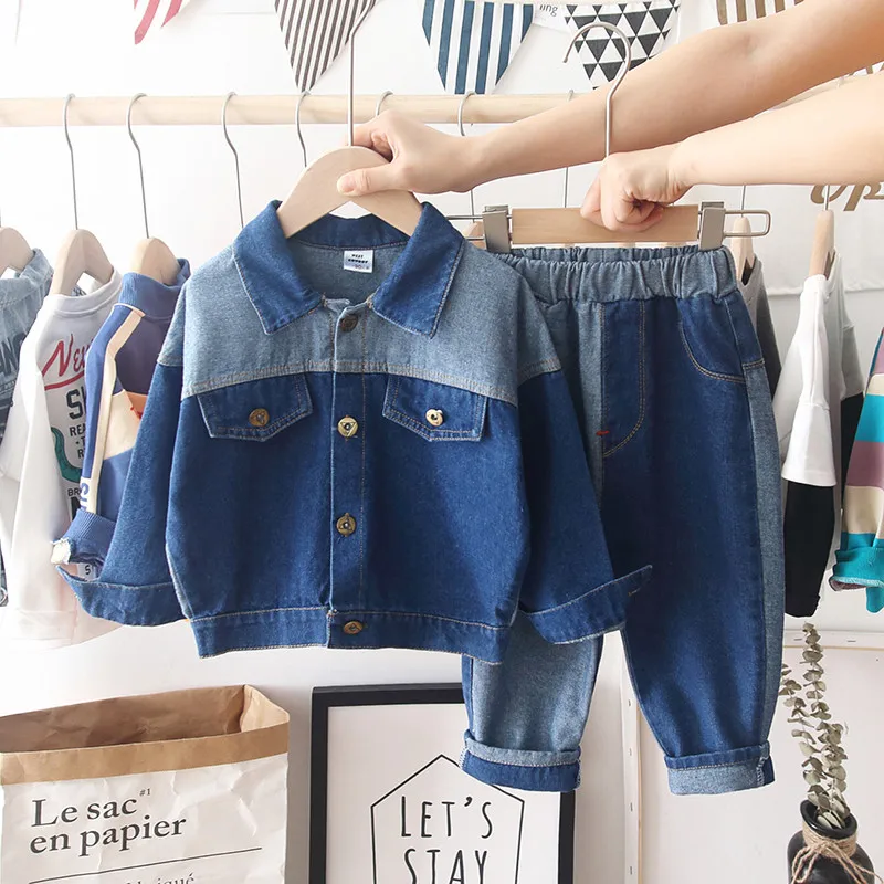 Casual Girls Clothing Sets Autumn Clothes Long Sleeve Denim Shirt Kids Denim Spring Outfits Girls Jeans Set