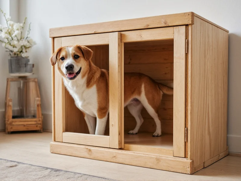 Dog comfortably standing inside properly sized DIY crate