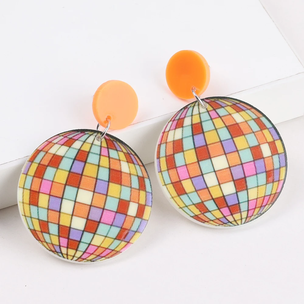 2024 Wholesale Colorful Round Ball Exaggerated Large Earrings Modern Personality Earrings