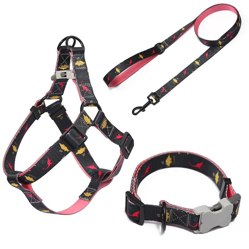

Midepet pet products wholesale uk style adjustable colorful escape proof dog harness set with low price dog leash with collar, Black,blue,red,customized