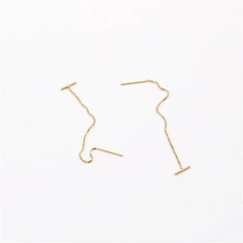 2021 Joolim18K PVD Gold Plated Dainty Chain Threading Earring Stainless Steel Earring