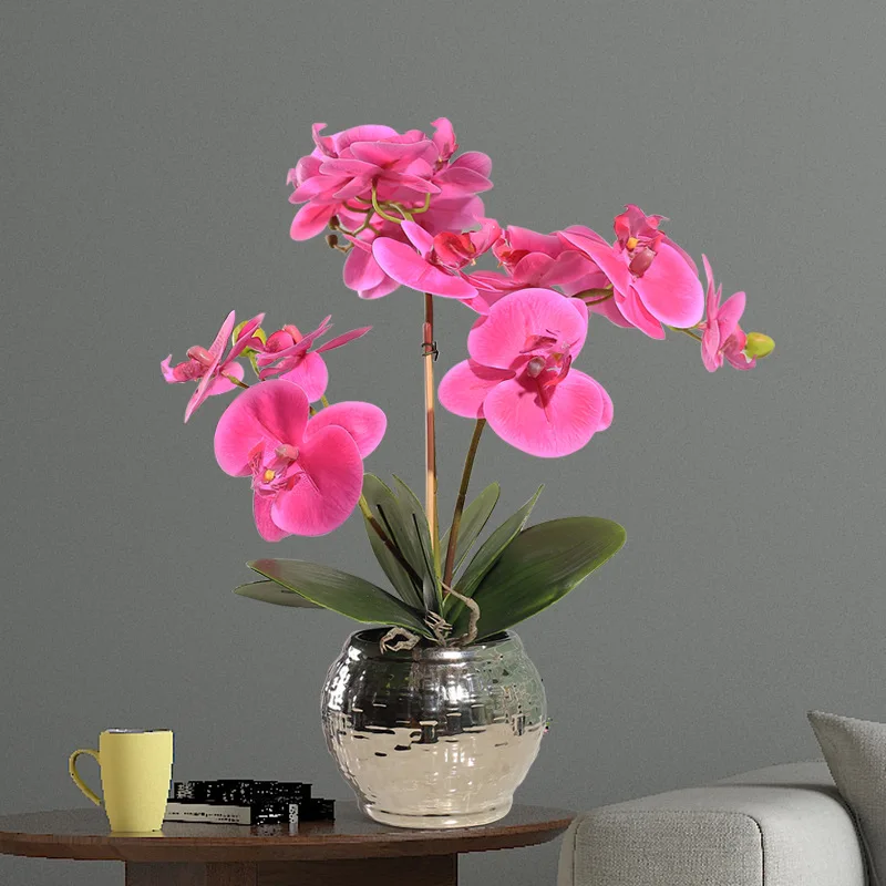 

Artificial Flower potted plant hand feeling thermal insulation butterfly orchid floral set decoration decoration living roo, White,white purple,pink,purple red