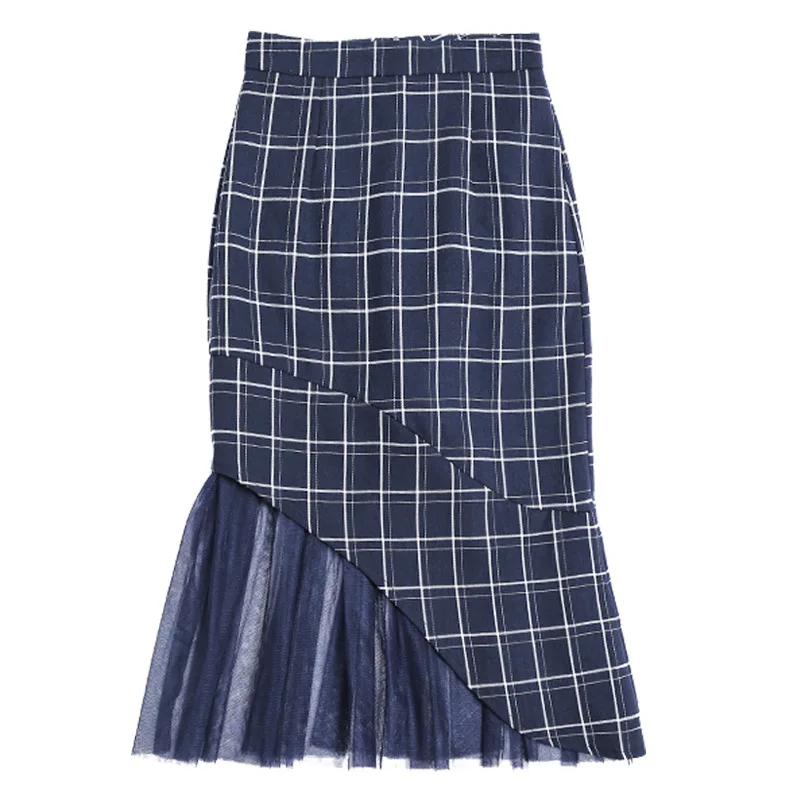 

2020 New Arrivals fashion a line high waist solid plaid grenadine ladies women skirt