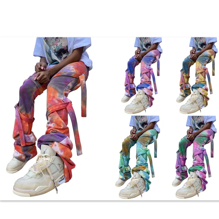 

Boutique Casual Ladies Trousers Fitness Tie Dye Bandage Bell Bottoms Plus Size Winter Women Long Pants, Picture