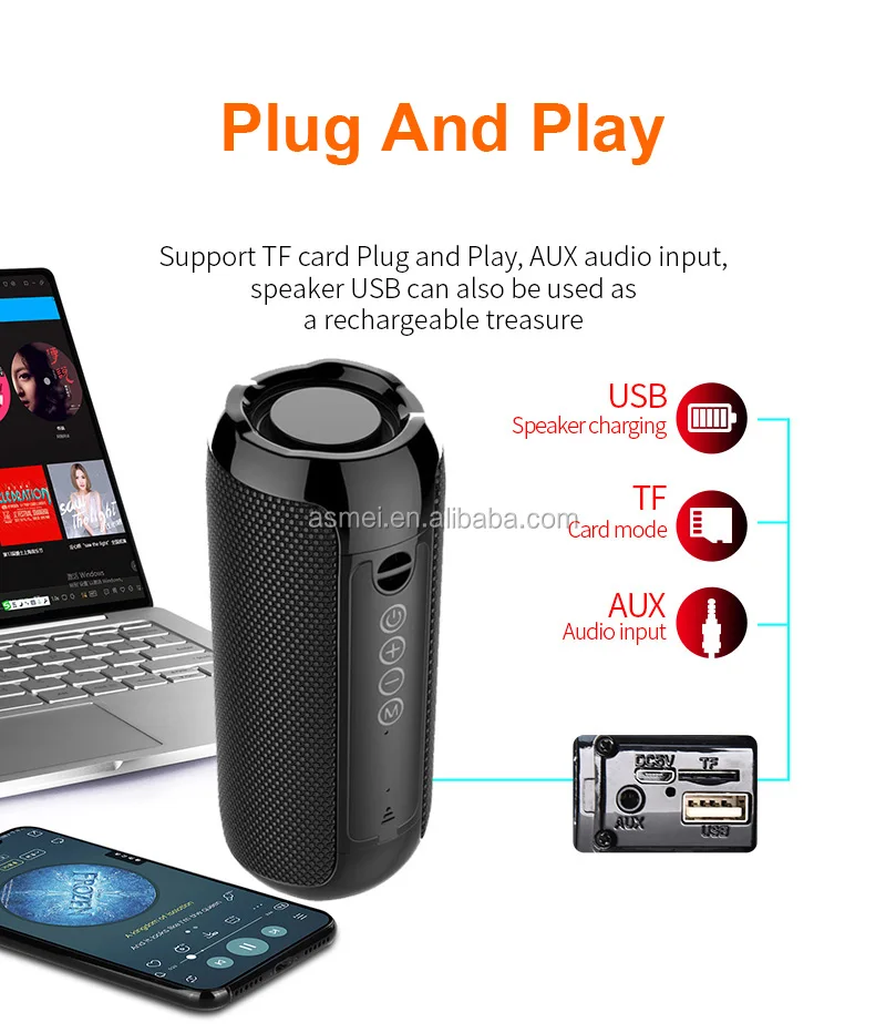 TG117 Mini BT Speaker Portable Wireless With TF card and FM Radio For Mobile Phone PK Loudspeaker TG113 - ANKUX.COM