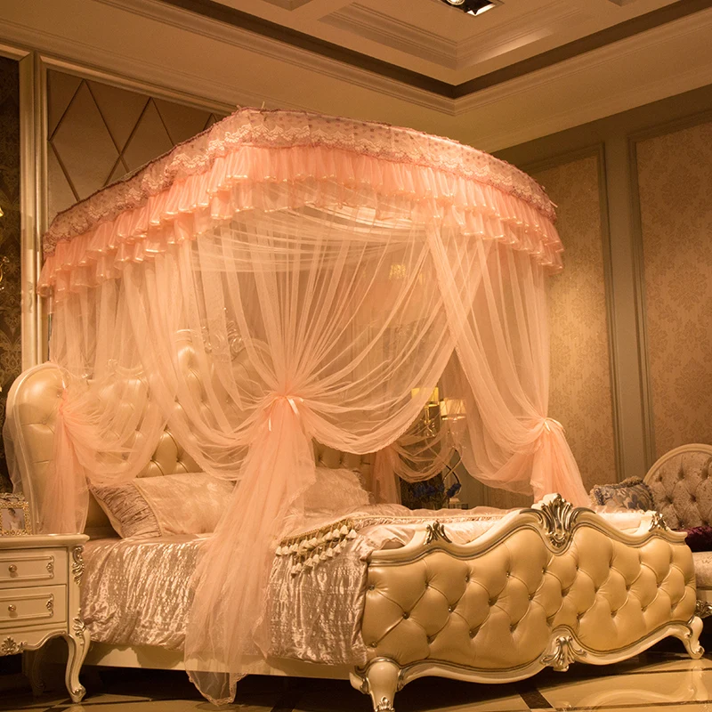 Factory Custom King Queen Full Size Square U Shape Guide Rail Bed Sleeping Mosquito Net