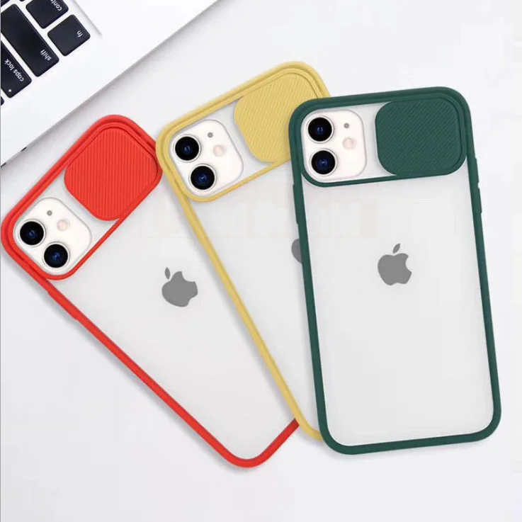 

Slide Camera Lens Protection Shockproof Phone Case For iPhone 12 11 Pro Max XR XS Max 7 8 Plus X SE 2020 TPU Matte Back Cover