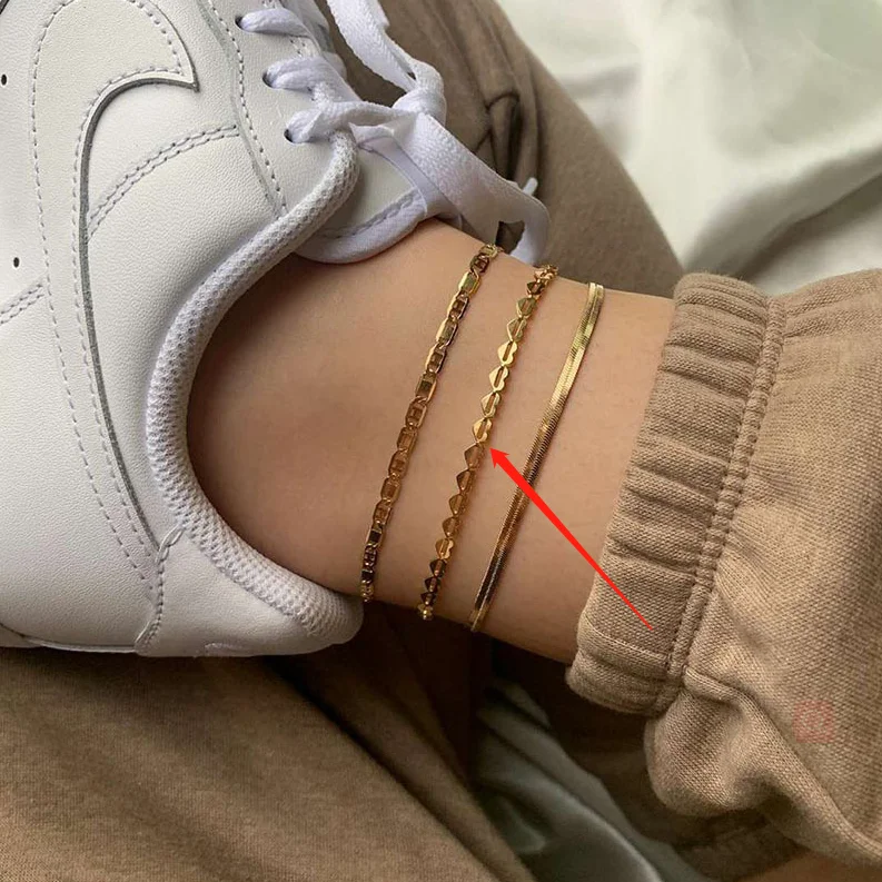 

High End Gold Plated Heart Hollow Anklet Stainless Steel Jewelry