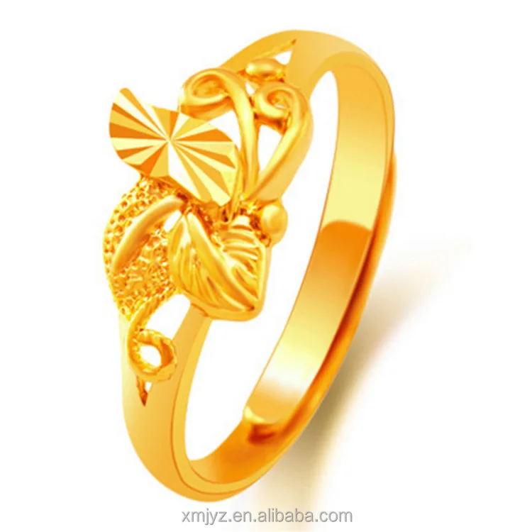 

Flower Ring Factory Direct Sales Imitation Gold Ring Opening Carven Design Flower Ring Female Brass Gold Plated Ornament