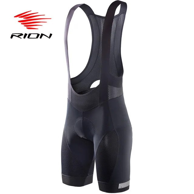 

RION Cycling Bibs Shorts Mountain Bike Breathable Men's Gel Padded Bike Tights Triathlon Man Pro Licra Bicycle Shorts Under Wear, Black