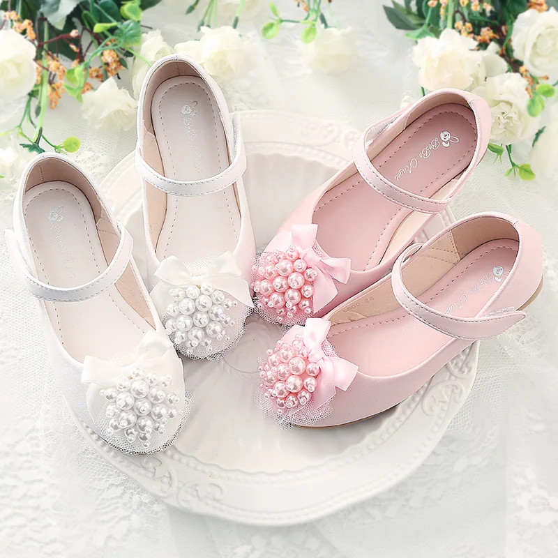 

2021 hot sale girls princess shoes lace flowers girls casual shoes high quality children's dance shoes, Pink