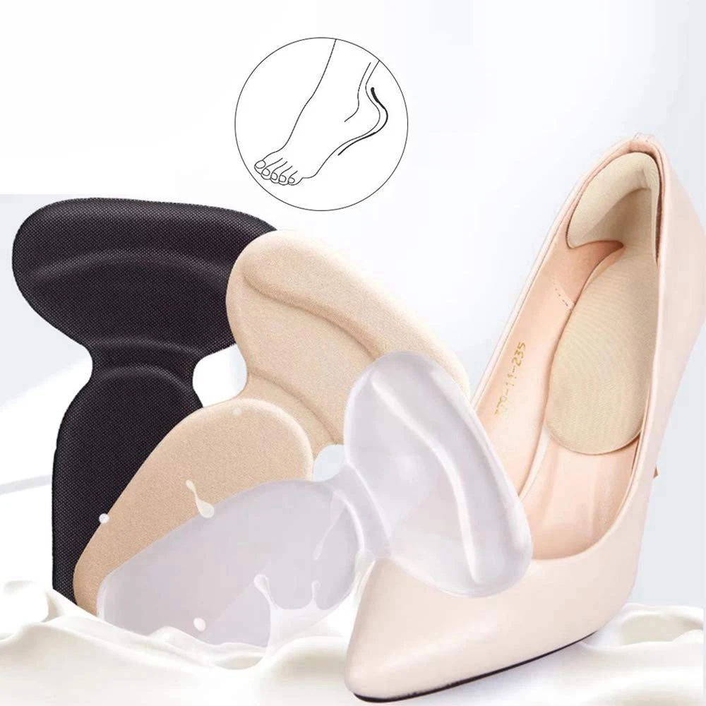 

1 Pair High Heel Comfort Pads T-type Heel Protector Soft Inserts Heel Liner Grips Feet Care Accessories Washable and reusable