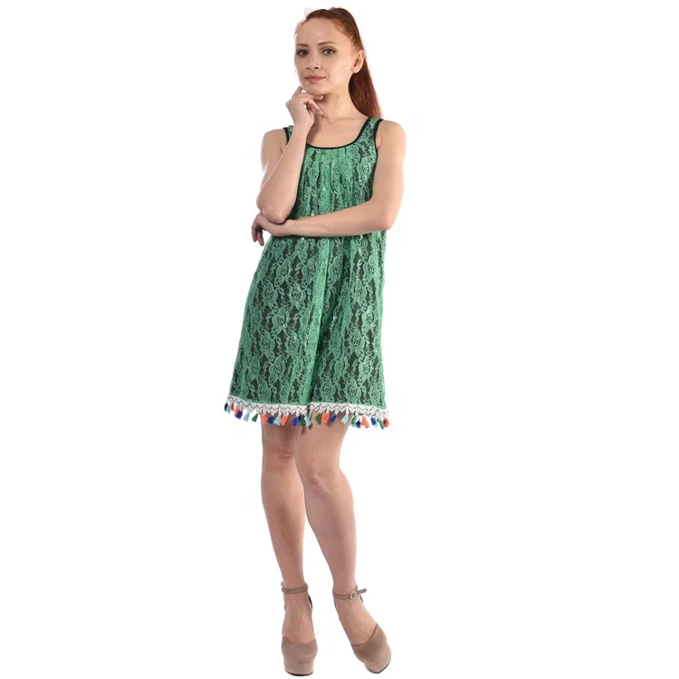 

Promotion fashion Fringe Casual Dresses Women Lace Sleeveless Summer Dress