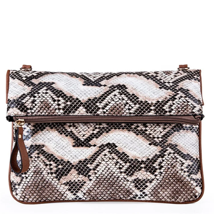 

2021 OEM Women Daily One Shoulder Bag Long Strap Snake Print PU Crossbody Bags, One color