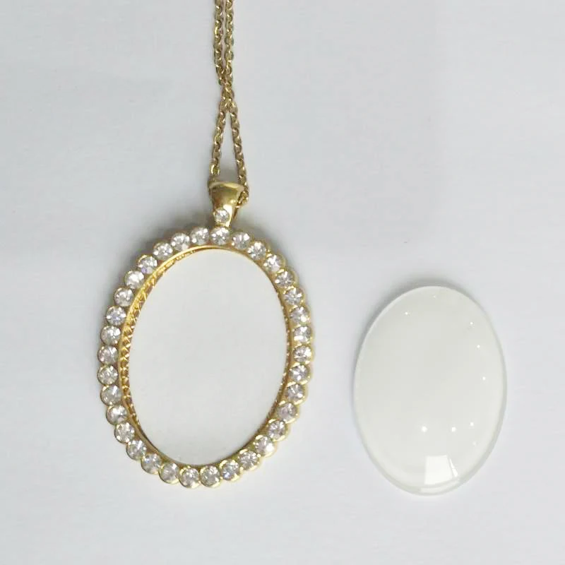 

Customized Jewelry Sublimation Oval Shape Photo Necklace With Glass Insert For Gifts, Silver /gold