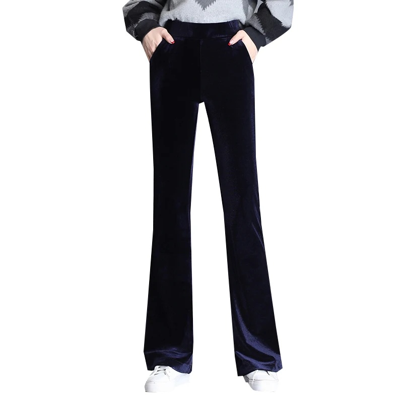 

High Quality Factory Direct Spring Elastic Horn Women'S Jogging Velvet Trousers