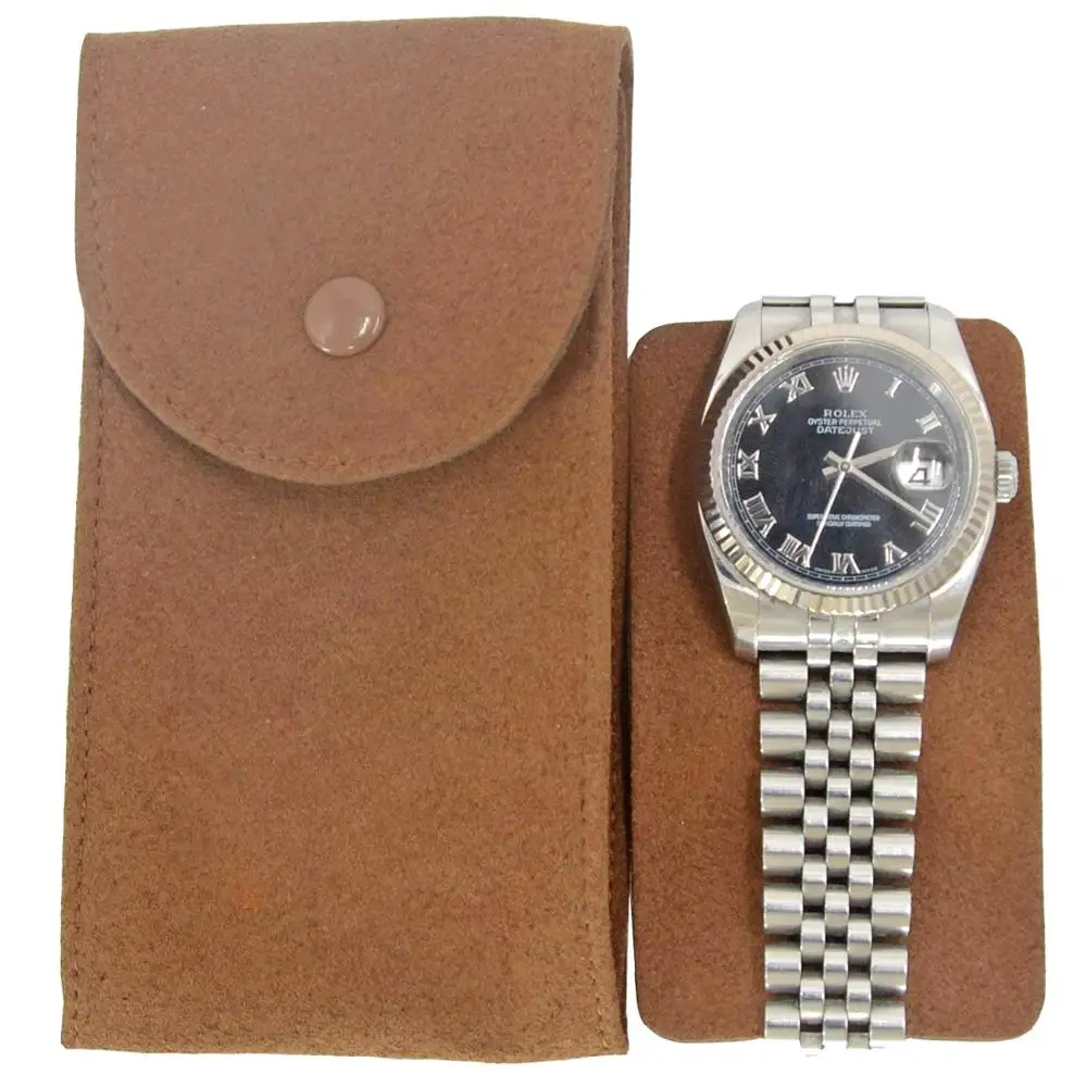 

Customized Dark Brown felt Watch Organizer Travel Jewelry Pouch Felt Watch Storage Bag