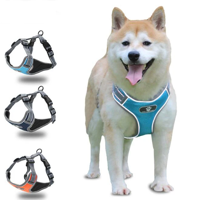 

No Pull Dog Harness Reflective Vest Harness with 2 Leash Attachments and Easy Control Handle for Small Medium Large Dog